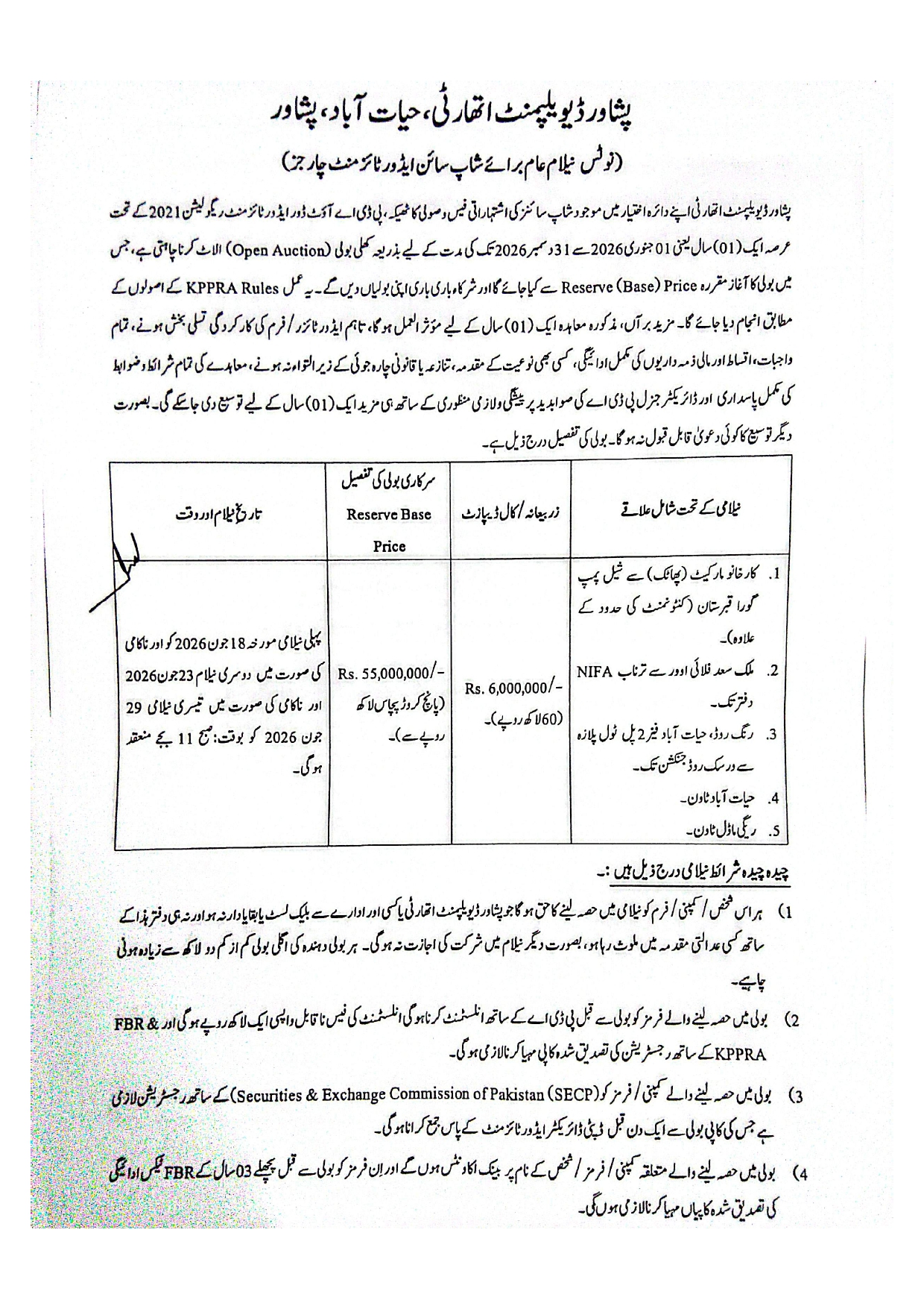 Auction Notice for Shop Sign Advertisement Charges