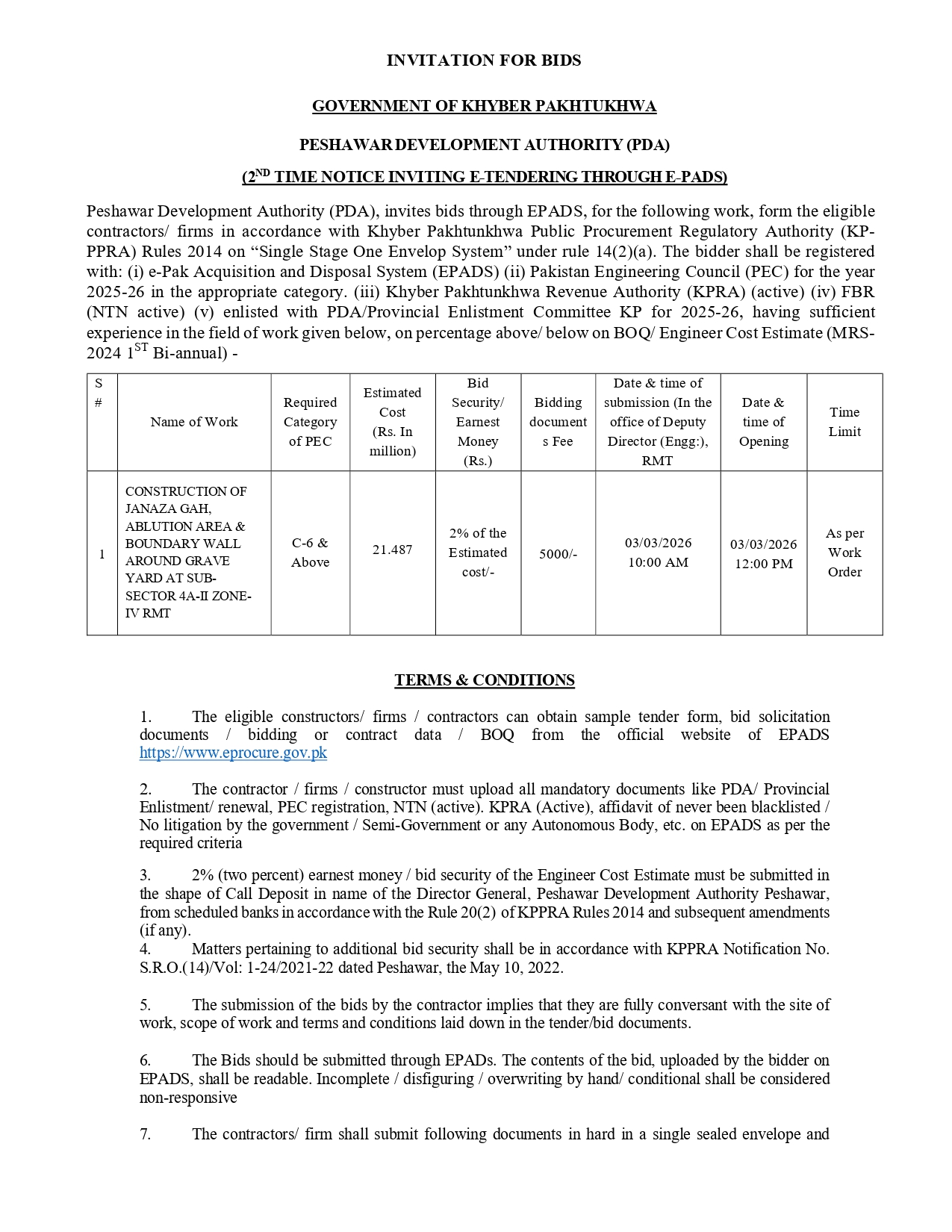 Notice Inviting Tender